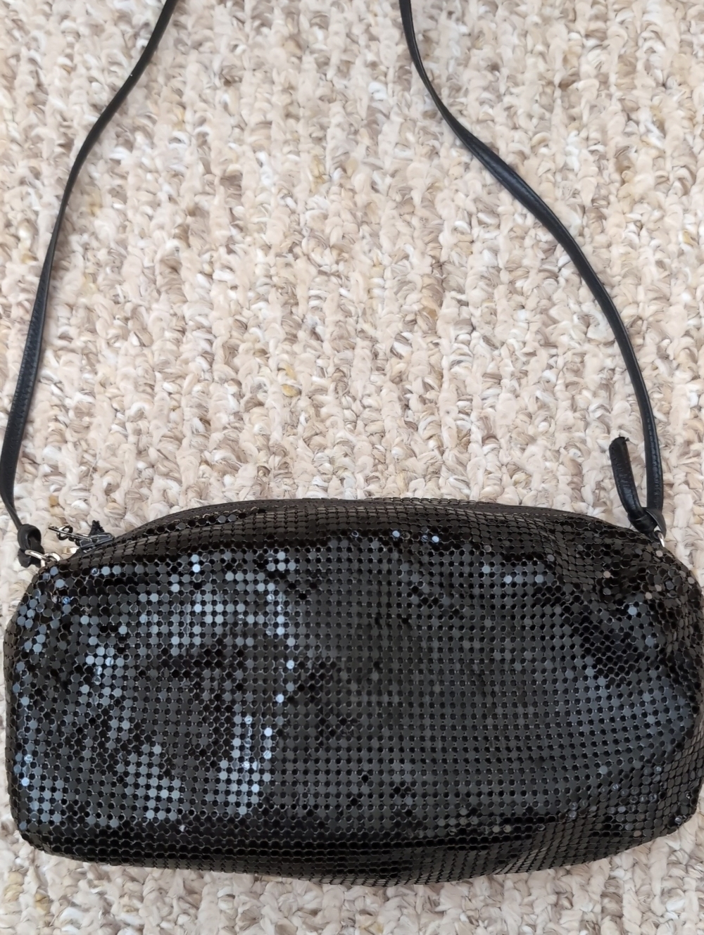 Vintage Whiting And Davis Black Mesh Crossbody Evening Bag